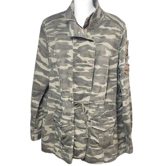 Torrid Women's Green Camo Utility Jacket Military Style Size 1X - Picture 4 of 15